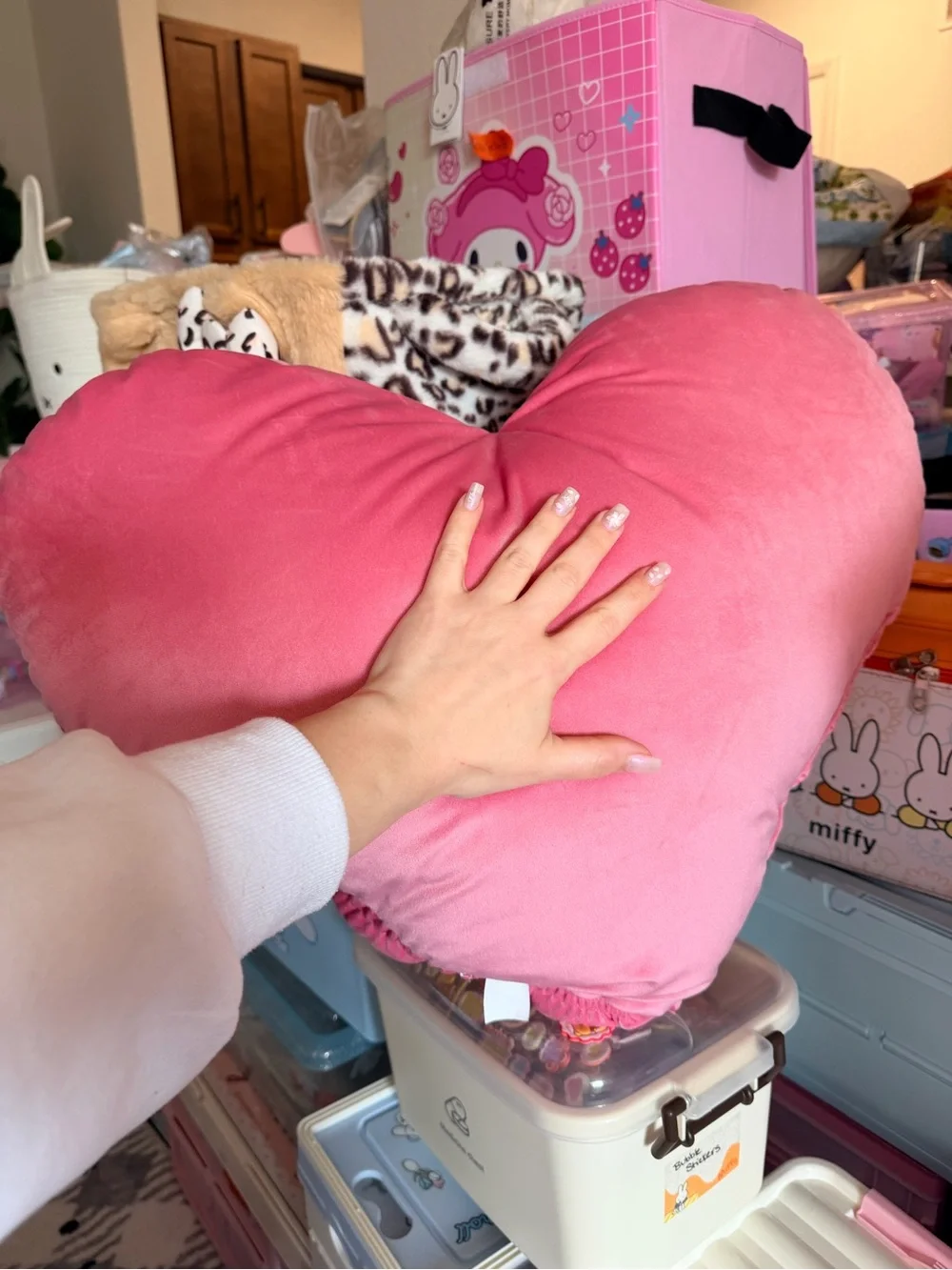 Large Plush Heart Throw Pillow - Pink